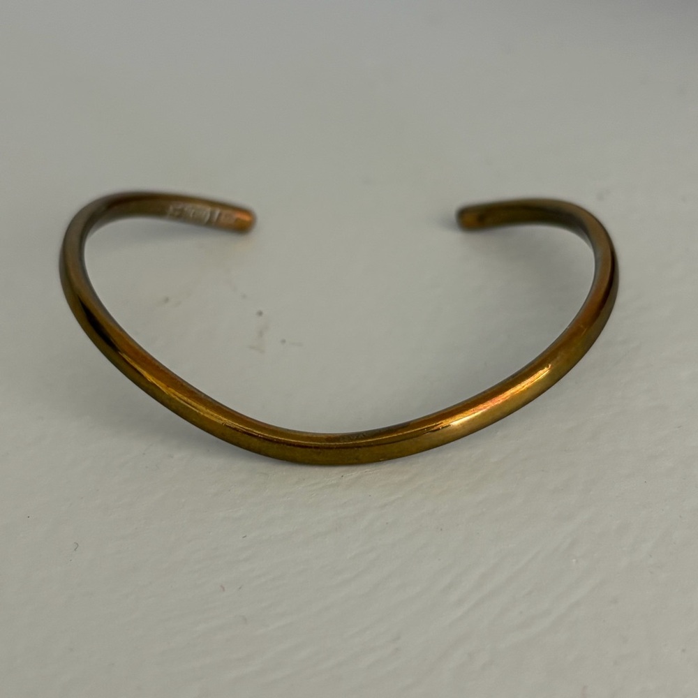 Sergio Lub Thin Brass Copper Cuff Bracelet 
Signed Stamped SIZE: Small Designer - Picture 6 of 7